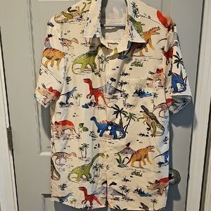 NWOT Dinosaur Print Short Sleeve Shirt Novelty Men Small Summer Retro